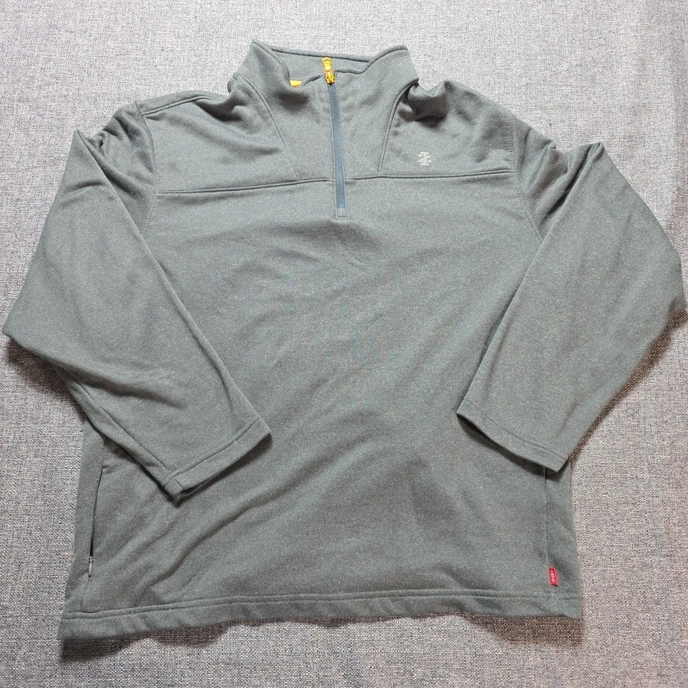 Izod Sweater Fleece 1/4 Zip‎ Pullover Mens XL Gray Light Weight Pocket
